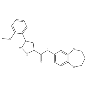 N-(3,4-dihydro-2H-1,5-benzodioxepin-7-yl)-5-(2-methoxyphenyl)pyrazolidine-3-carboxamide结构式