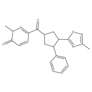 2-methyl-6-(3-(3-methyl-1,2,4-oxadiazol-5-yl)-4-phenylpyrrolidine-1-carbonyl)pyridazin-3(2H)-one结构式
