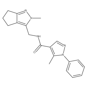 5-methyl-N-((2-methyl-2,4,5,6-tetrahydrocyclopenta[c]pyrazol-3-yl)methyl)-1-phenyl-1H-pyrazole-4-carboxamide结构式
