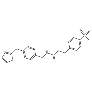 3-(4-(methylsulfonyl)phenyl)-N-(4-(thiazol-2-yloxy)benzyl)propanamide结构式