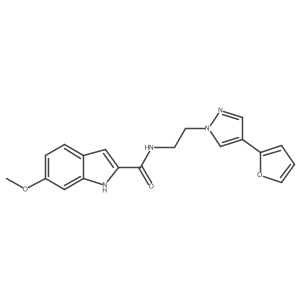 N-(2-(4-(furan-2-yl)-1H-pyrazol-1-yl)ethyl)-6-methoxy-1H-indole-2-carboxamide结构式