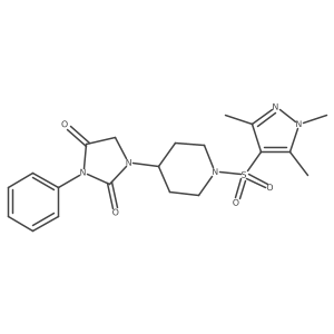 3-phenyl-1-(1-((1,3,5-trimethyl-1H-pyrazol-4-yl)sulfonyl)piperidin-4-yl)imidazolidine-2,4-dione Structure