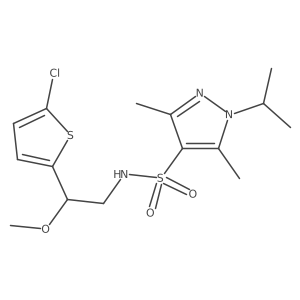 N-(2-(5-chlorothiophen-2-yl)-2-methoxyethyl)-1-isopropyl-3,5-dimethyl-1H-pyrazole-4-sulfonamide结构式