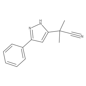 2-methyl-2-(3-phenyl-1H-pyrazol-5-yl)propanenitrile结构式