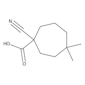 1-Cyano-4,4-dimethylcycloheptane-1-carboxylic acid结构式