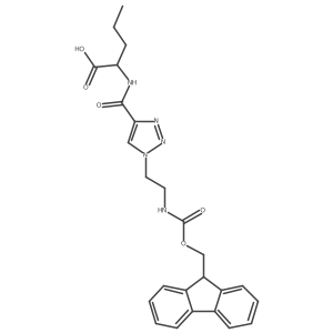 (2R)-2-({1-[2-({[(9H-fluoren-9-yl)methoxy]carbonyl}amino)ethyl]-1H-1,2,3-triazol-4-yl}formamido)pentanoic acid结构式