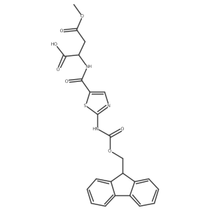 (2R)-2-{[2-({[(9H-fluoren-9-yl)methoxy]carbonyl}amino)-1,3-thiazol-5-yl]formamido}-4-methoxy-4-oxobutanoic acid结构式