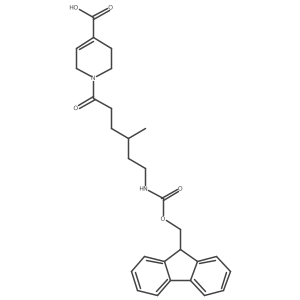 1-[6-({[(9H-fluoren-9-yl)methoxy]carbonyl}amino)-4-methylhexanoyl]-1,2,3,6-tetrahydropyridine-4-carboxylic acid结构式
