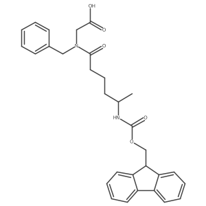 2-[N-benzyl-5-({[(9H-fluoren-9-yl)methoxy]carbonyl}amino)hexanamido]acetic acid结构式