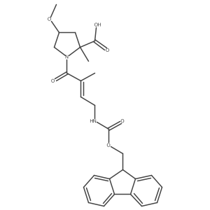 1-[4-({[(9H-fluoren-9-yl)methoxy]carbonyl}amino)-2-methylbut-2-enoyl]-4-methoxy-2-methylpyrrolidine-2-carboxylic acid Structure