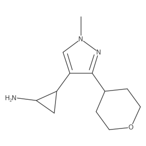rac-(1R,2S)-2-[1-methyl-3-(oxan-4-yl)-1H-pyrazol-4-yl]cyclopropan-1-amine结构式