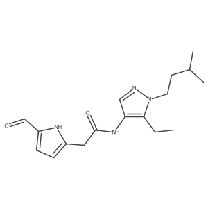 N-[5-Ethyl-1-(3-methylbutyl)pyrazol-4-yl]-2-(5-formyl-1H-pyrrol-2-yl)acetamide Structure
