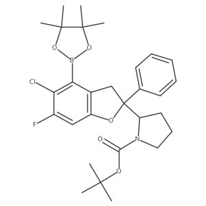 [(S)-2-[(S)-1-Bromo-2-pyrrolidinyl]-5-chloro-6-fluoro-2-phenyl-2,3-dihydrobenzofurane-4-boronic Acid Pinacol Ester结构式