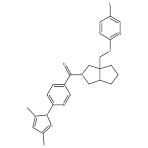 3-(3a-{[(5-fluoropyrimidin-2-yl)oxy]methyl}-octahydrocyclopenta[c]pyrrole-2-carbonyl)-6-(3,5-dimethyl-1H-pyrazol-1-yl)pyridazine Structure
