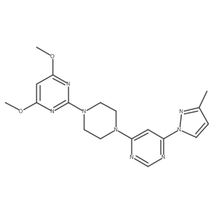 4,6-dimethoxy-2-{4-[6-(3-methyl-1H-pyrazol-1-yl)pyrimidin-4-yl]piperazin-1-yl}pyrimidine结构式
