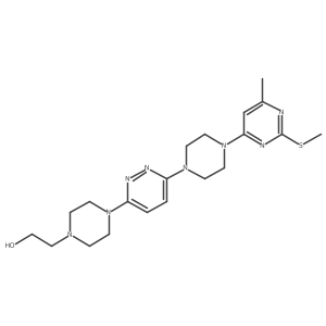 2-[4-(6-{4-[6-Methyl-2-(methylsulfanyl)pyrimidin-4-yl]piperazin-1-yl}pyridazin-3-yl)piperazin-1-yl]ethan-1-ol结构式