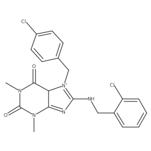 7-[(4-chlorophenyl)methyl]-8-[(2-chlorophenyl)methylamino]-1,3-dimethyl-5H-purin-7-ium-2,6-dione Structure