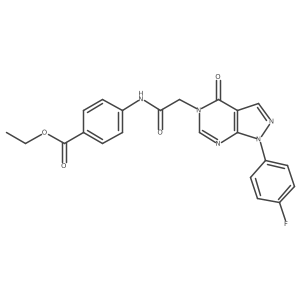 ethyl 4-(2-(1-(4-fluorophenyl)-4-oxo-1H-pyrazolo[3,4-d]pyrimidin-5(4H)-yl)acetamido)benzoate Structure
