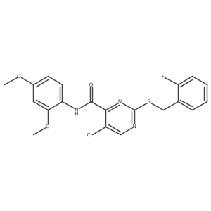 5-chloro-N-(2,4-dimethoxyphenyl)-2-[(2-fluorobenzyl)sulfanyl]pyrimidine-4-carboxamide Structure