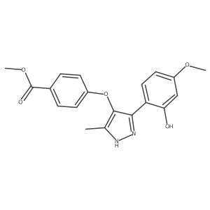 methyl 4-((3-(2-hydroxy-4-methoxyphenyl)-5-methyl-1H-pyrazol-4-yl)oxy)benzoate结构式