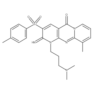7-[3-(Dimethylamino)propyl]-6-imino-11-methyl-5-(4-methylbenzenesulfonyl)-1,7,9-triazatricyclo[8.4.0.0^{3,8}]tetradeca-3(8),4,9,11,13-pentaen-2-one Structure