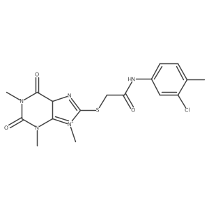 N-(3-chloro-4-methylphenyl)-2-[(1,3,9-trimethyl-2,6-dioxo-5H-purin-9-ium-8-yl)sulfanyl]acetamide Structure