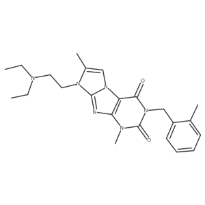 8-[2-(diethylamino)ethyl]-1,7-dimethyl-3-[(2-methylphenyl)methyl]-1H,2H,3H,4H,8H-imidazo[1,2-g]purine-2,4-dione结构式