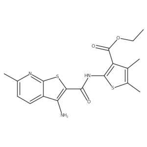 Ethyl 2-(3-amino-6-methylthieno[2,3-b]pyridine-2-carboxamido)-4,5-dimethylthiophene-3-carboxylate结构式