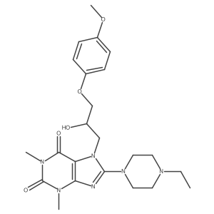 8-(4-ethylpiperazin-1-yl)-7-(2-hydroxy-3-(4-methoxyphenoxy)propyl)-1,3-dimethyl-1H-purine-2,6(3H,7H)-dione结构式