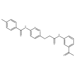 N-(6-((2-((3-acetylphenyl)amino)-2-oxoethyl)thio)pyridazin-3-yl)-4-methylbenzamide结构式