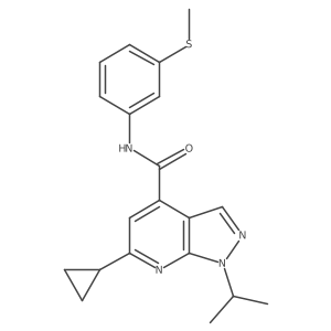 6-cyclopropyl-N-[3-(methylsulfanyl)phenyl]-1-(propan-2-yl)-1H-pyrazolo[3,4-b]pyridine-4-carboxamide结构式