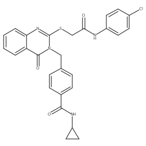 4-((2-((2-((4-chlorophenyl)amino)-2-oxoethyl)thio)-4-oxoquinazolin-3(4H)-yl)methyl)-N-cyclopropylbenzamide结构式
