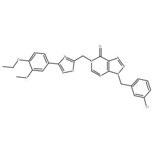 3-(3-chlorobenzyl)-6-((3-(4-ethoxy-3-methoxyphenyl)-1,2,4-oxadiazol-5-yl)methyl)-3H-[1,2,3]triazolo[4,5-d]pyrimidin-7(6H)-one结构式