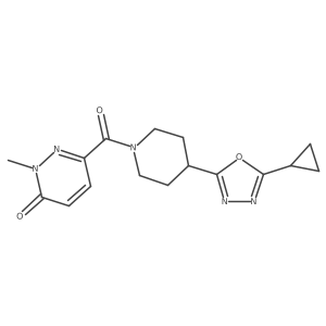 6-(4-(5-cyclopropyl-1,3,4-oxadiazol-2-yl)piperidine-1-carbonyl)-2-methylpyridazin-3(2H)-one Structure