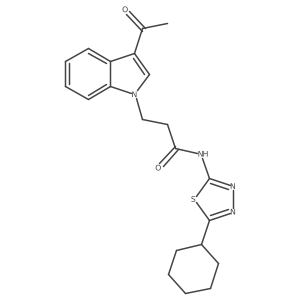 3-(3-acetyl-1H-indol-1-yl)-N-(5-cyclohexyl-1,3,4-thiadiazol-2-yl)propanamide结构式