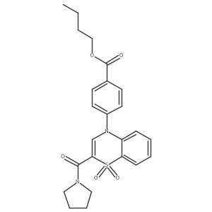 butyl 4-[1,1-dioxido-2-(pyrrolidin-1-ylcarbonyl)-4H-1,4-benzothiazin-4-yl]benzoate Structure