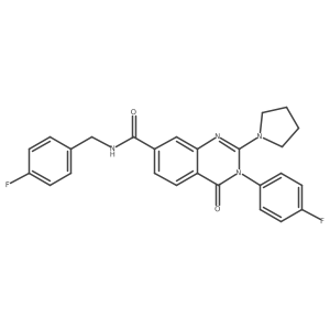 N-(4-fluorobenzyl)-3-(4-fluorophenyl)-4-oxo-2-(pyrrolidin-1-yl)-3,4-dihydroquinazoline-7-carboxamide结构式