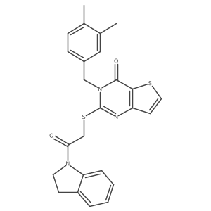 2-{[2-(2,3-dihydro-1H-indol-1-yl)-2-oxoethyl]sulfanyl}-3-(3,4-dimethylbenzyl)thieno[3,2-d]pyrimidin-4(3H)-one结构式