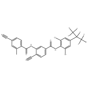 N-(5-((2-bromo-6-chloro-4-(perfluoropropan-2-yl)phenyl)carbamoyl)-2-cyanophenyl)-4-cyano-2-methylbenzamide Structure