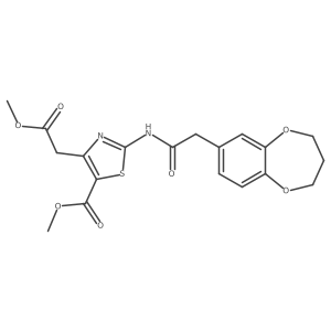 methyl 2-[(3,4-dihydro-2H-1,5-benzodioxepin-7-ylacetyl)amino]-4-(2-methoxy-2-oxoethyl)-1,3-thiazole-5-carboxylate结构式