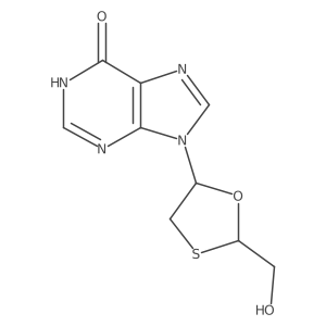 6H-Purin-6-one, 1,9-dihydro-9-(2-(hydroxymethyl)-1,3-oxathiolan-5-yl)-, cis- Structure