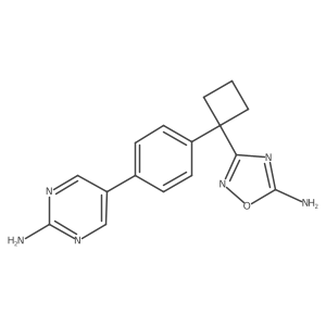 5-[4-[1-(5-Amino-1,2,4-oxadiazol-3-yl)cyclobutyl]phenyl]-2-pyrimidinamine Structure