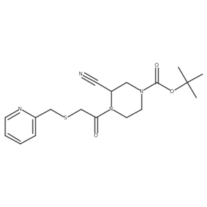Tert-butyl 3-cyano-4-(2-{[(pyridin-2-yl)methyl]sulfanyl}acetyl)piperazine-1-carboxylate Structure