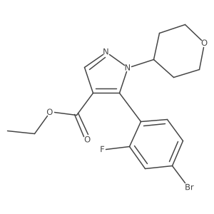 ethyl 5-(4-bromo-2-fluorophenyl)-1-(tetrahydro-2H-pyran-4-yl)-1H-pyrazole-4-carboxylate Structure
