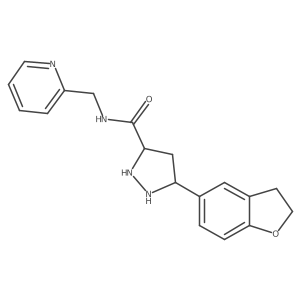 5-(2,3-dihydro-1-benzofuran-5-yl)-N-(pyridin-2-ylmethyl)pyrazolidine-3-carboxamide Structure