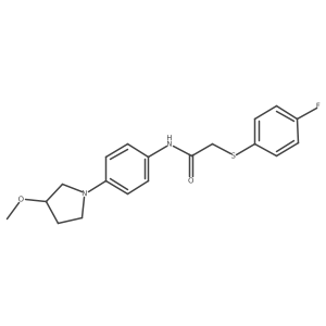 2-((4-fluorophenyl)thio)-N-(4-(3-methoxypyrrolidin-1-yl)phenyl)acetamide结构式