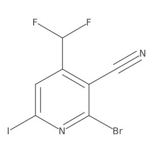 2-bromo-4-(difluoromethyl)-6-iodo-pyridine-3-carbonitrile Structure
