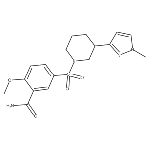 2-methoxy-5-((3-(1-methyl-1H-pyrazol-3-yl)piperidin-1-yl)sulfonyl)benzamide结构式