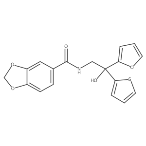 N-(2-(furan-2-yl)-2-hydroxy-2-(thiophen-2-yl)ethyl)benzo[d][1,3]dioxole-5-carboxamide结构式
