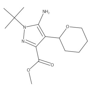 methyl 5-amino-1-tert-butyl-4-(oxan-2-yl)-1H-pyrazole-3-carboxylate结构式